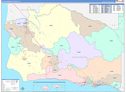 Santa BarbaraCounty, CA Wall Map Color Cast Style 2026